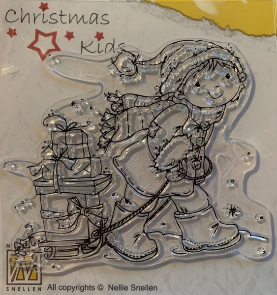 Clear Stamp Christmas Kids, Kind mit Schlitten